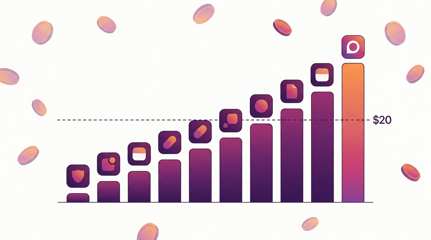 Bar chart comparing monthly prices of nine cheap Instagram schedulers from free to $29