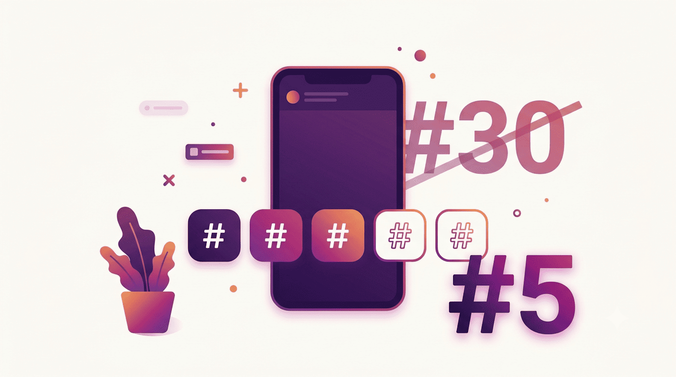 Illustration of Instagram's new five hashtag limit with five slots to fill deliberately
