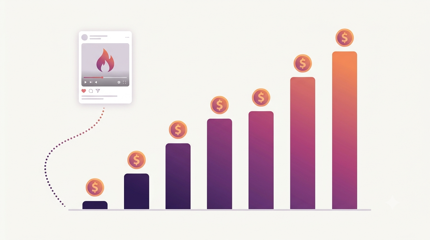Bar chart comparing what a viral reel with 4,000 comments costs per month on nine Instagram DM automation tools