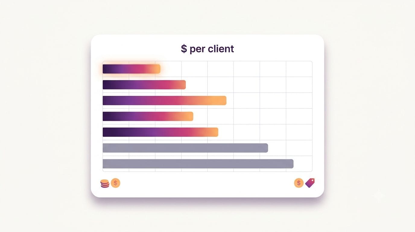 Bar chart comparing monthly cost per client Instagram account across seven agency schedulers