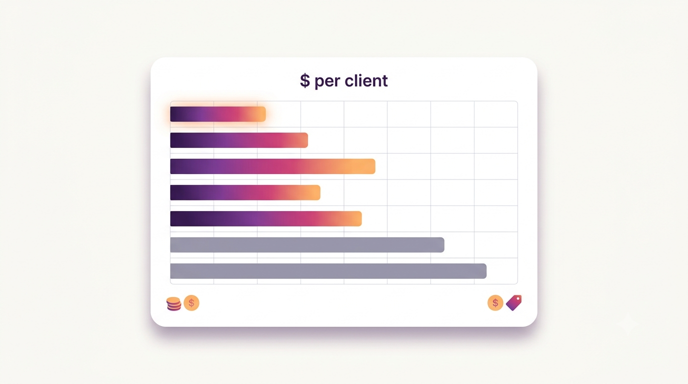 Bar chart comparing monthly cost per client Instagram account across seven agency schedulers