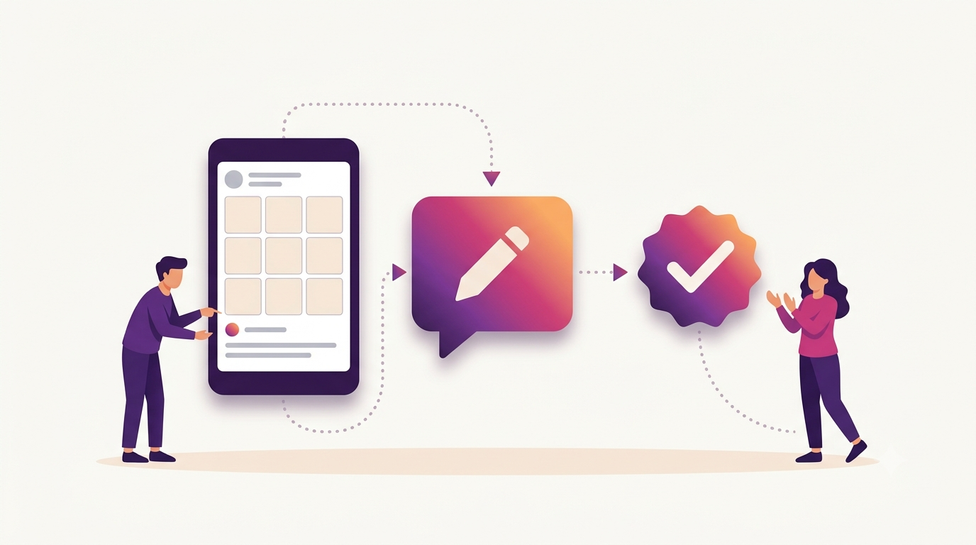 Illustration of a client approval workflow for scheduled Instagram posts