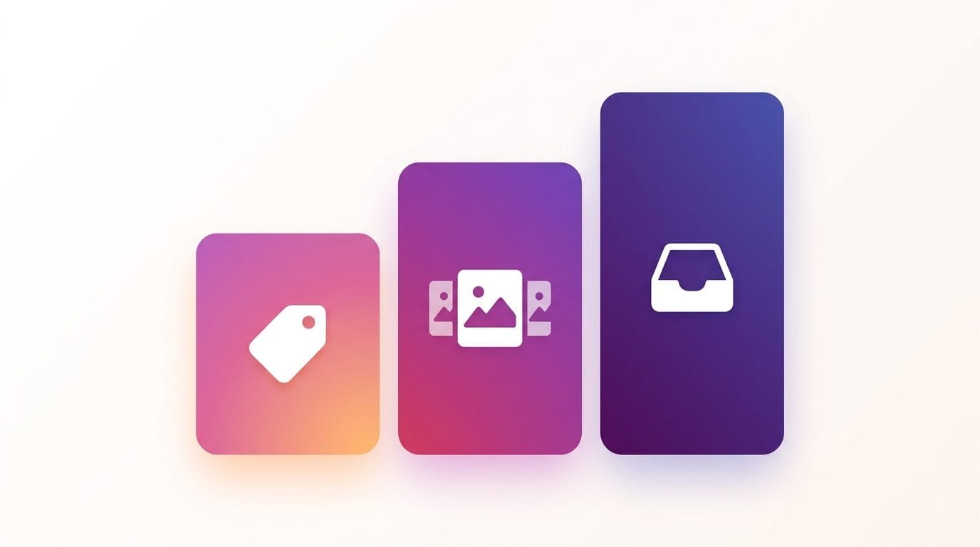 Illustration comparing three stacked pricing tiers of Instagram tools for an ecommerce shop